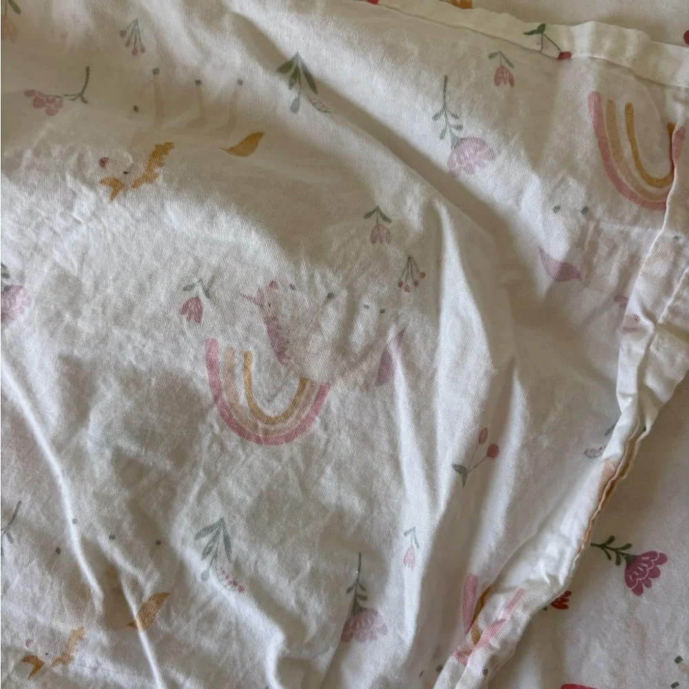 Pillowfort Unicorn and Rainbow Twin Flat Sheet Pink and Yellow
